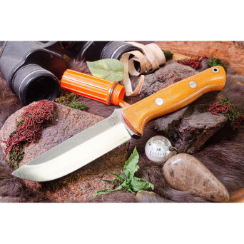 Nóż Bark River - Bravo 1.2, stal CPM 3V, okładziny Natural Canvas Micarta, Red Liner