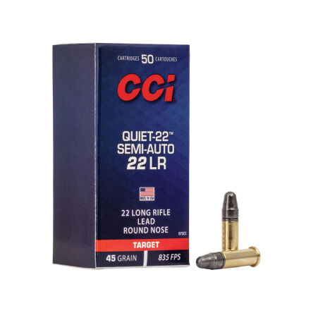 22LR (5,6mm) CCI Quiet-22 SEMI-AUTO Subsonic; 2,91g/45gr; 255m/s (50szt)