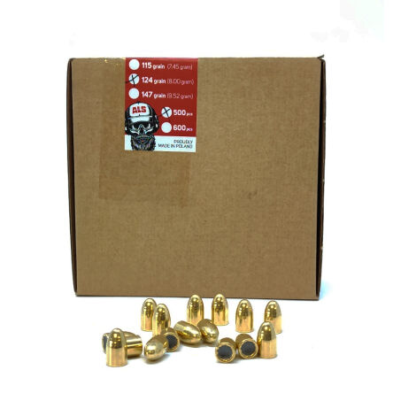 Pociski 9mm 124gr FMJ RN .355 ALS (500szt)