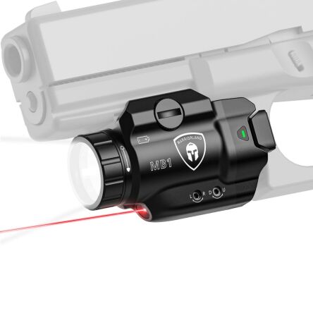 Latarka na broń z celownikiem laserowym WARRIORLAND WL-MB1, 500 lumenów, IPX7, Red Laser