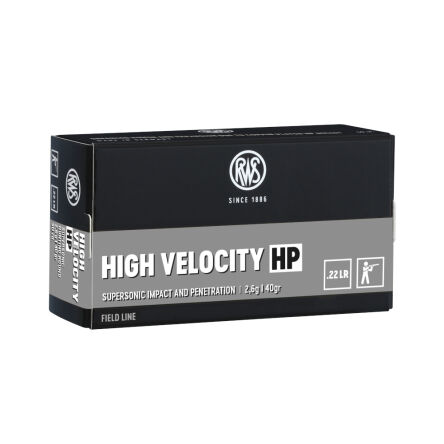 22LR (5,6mm) RWS HIGH VELOCITY HP; 2,6g/40gr; V0=385m/s