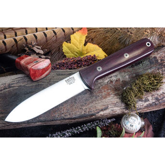 Nóż Bark River - Kephart 4", stal CPM 3V, okładziny Burgundy Canvas Micarta, Mosaic Pins