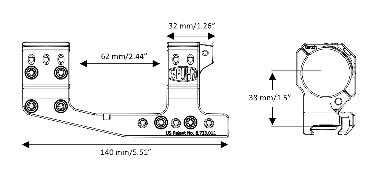 Wymiary montażu SPUH 4622C