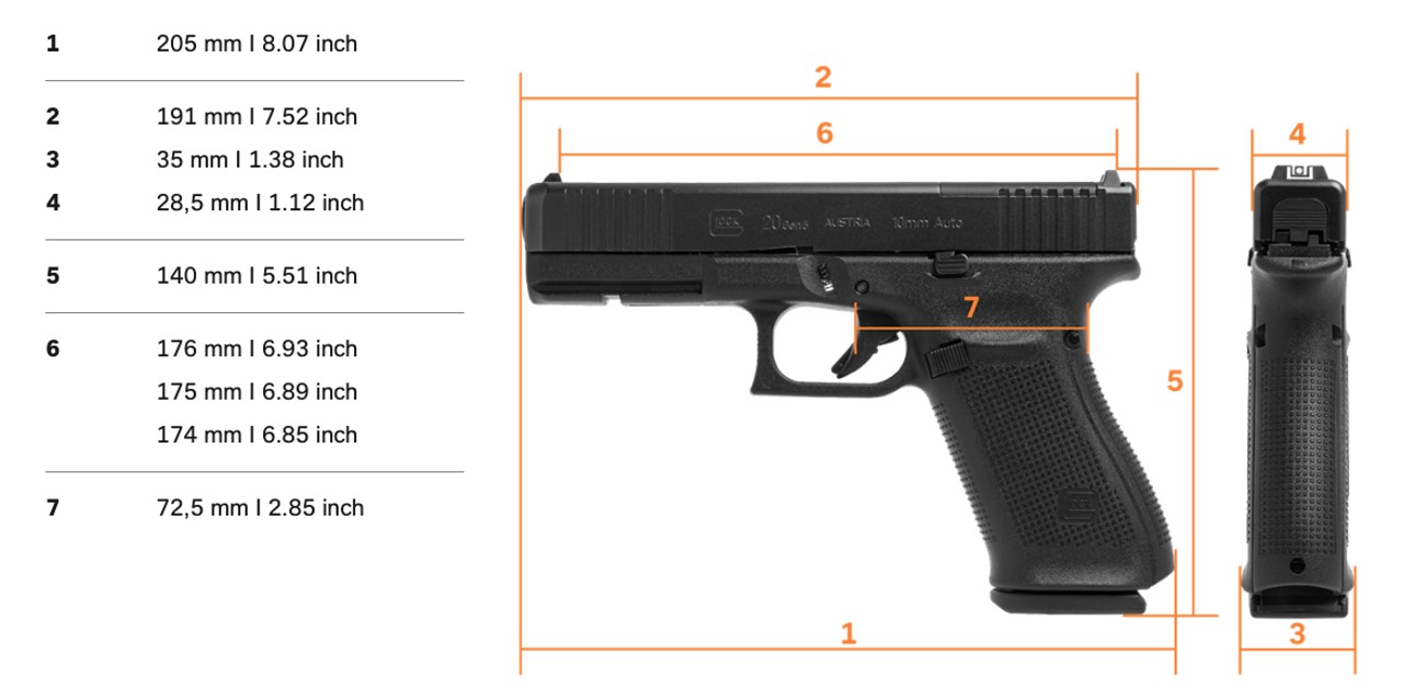 Pistolet Glock 20 Gen5 MOS 10 mm Auto
