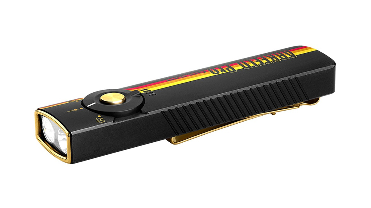 Latarka Olight ARKFELD PRO Racing Stripes; z laserem; z lampą UV; 1300 lumenów