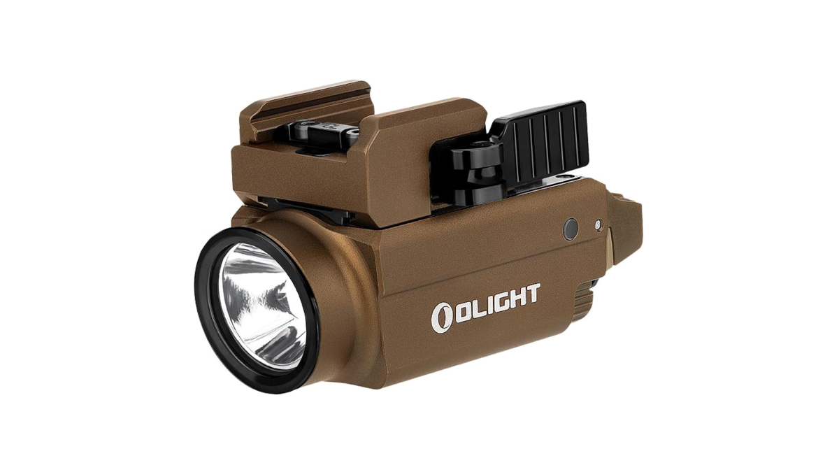 Latarka Olight BALDR S Cool White Desert Tan; do pistoletu; 800 lumenów; Blue Laser