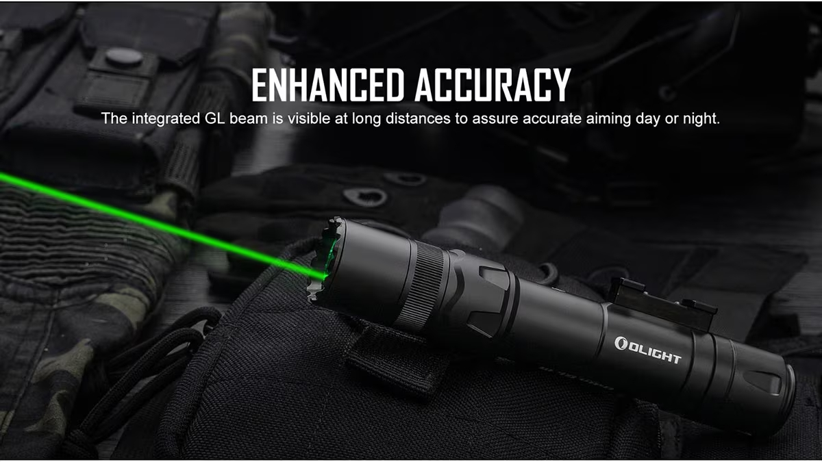 Latarka Olight ODIN GL M z montażem; do karabinu; 1500 lumenów; Green Laser