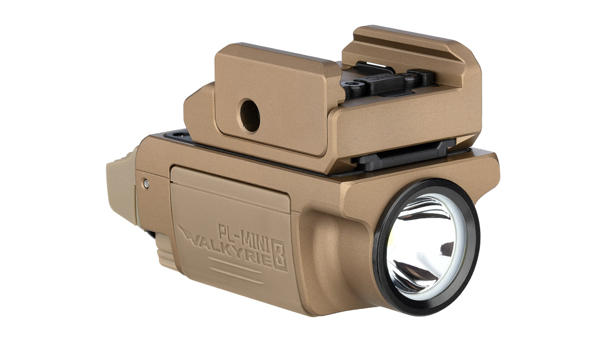Latarka Olight PL-Mini 3 VALKYRIE Desert Tan; do pistoletu; 600 lumenów