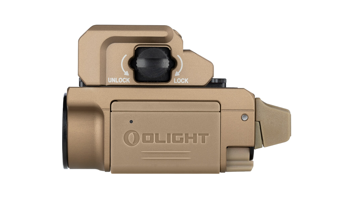 Latarka Olight PL-Mini 3 VALKYRIE Desert Tan; do pistoletu; 600 lumenów