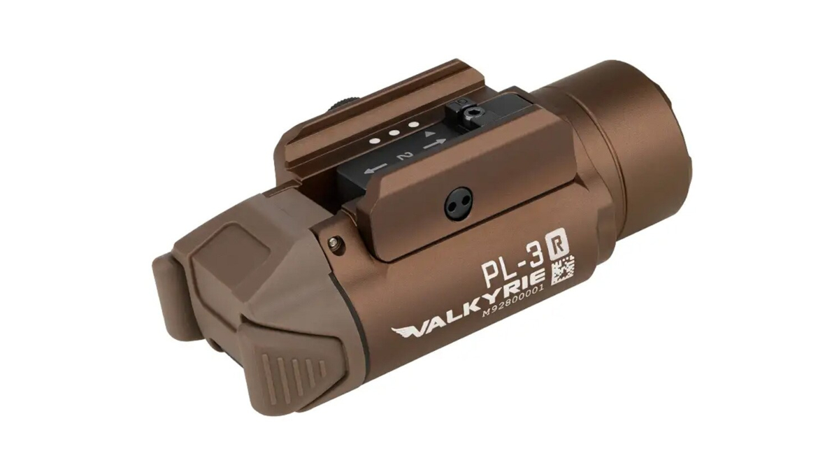 Latarka Olight PL-3R VALKYRIE Desert Tan; do pistoletu; 1500 lumenów