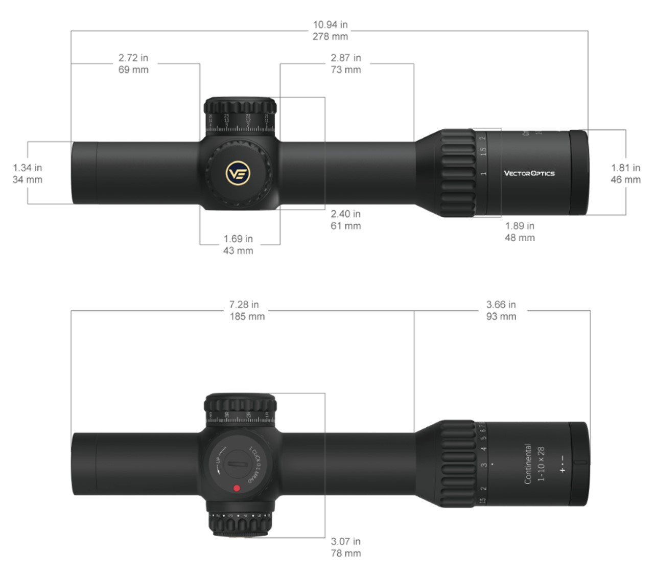 Luneta celownicza Vector Optics Continental 34mm 1-10x28 ED FFP VET-RAR