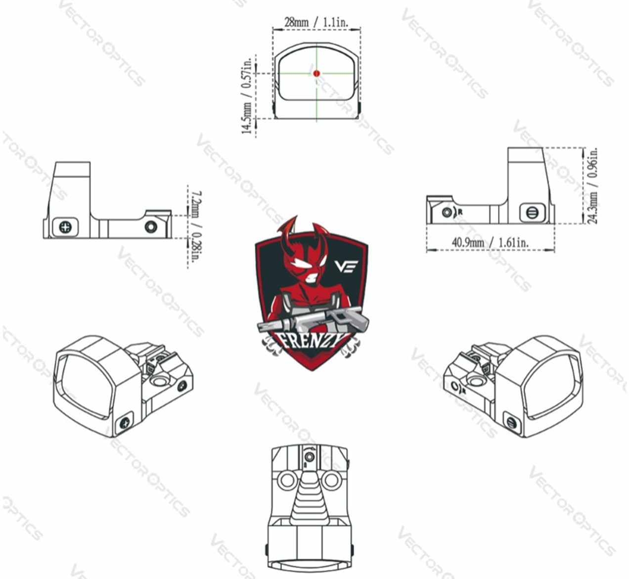 Kolimator Vector Optics Frenzy-S 1x17x24 MOS Multi Recticle