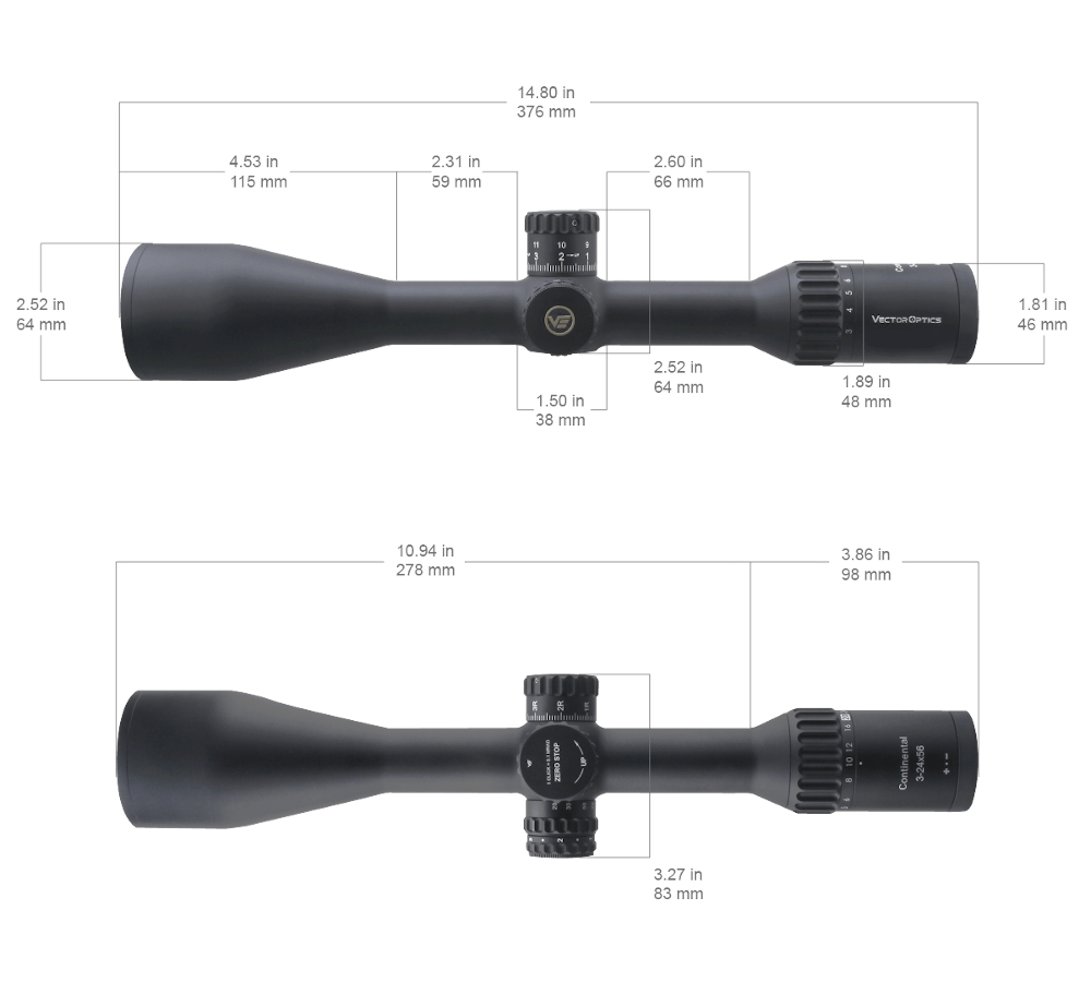 Vector Optics - luneta Continental 3-24x56 30mm SFP Tactical Zero Stop ED MRAD