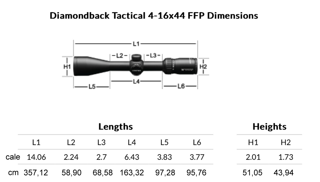 Luneta Vortex Diamondback Tactical 4-16x44 FFP 30mm AO EBR-2C MRAD