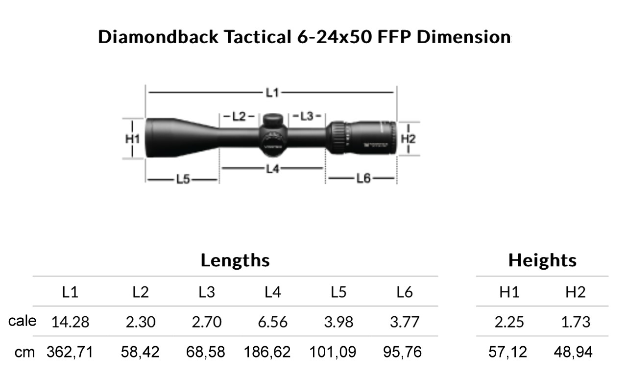 Luneta Vortex Diamondback Tactical 6-24x50 FFP 30mm AO EBR-2C MRAD